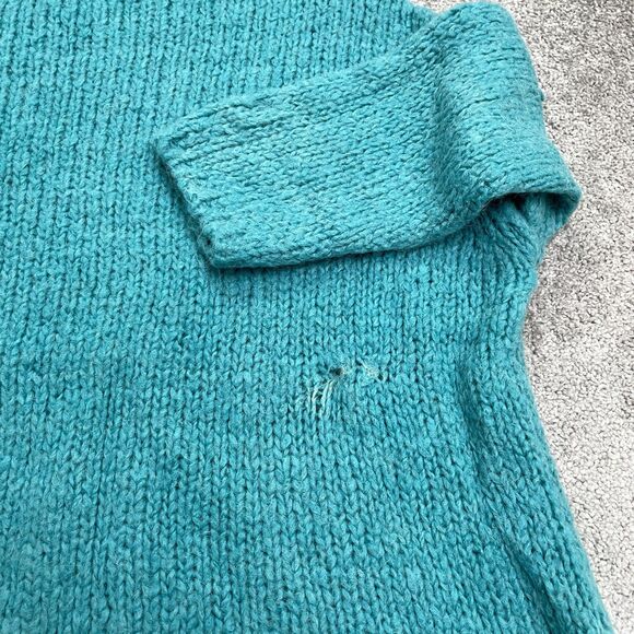 J&S Millenium Acrylic Alpaca Pullover Sweater Women Medium teal Green Fuzzy Knit - Picture 3 of 12